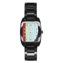 Decorative lines Stainless Steel Barrel Watch