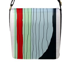 Decorative lines Flap Messenger Bag (L) 