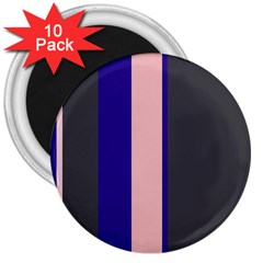 Purple, Pink And Gray Lines 3  Magnets (10 Pack)  by Valentinaart