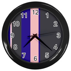 Purple, Pink And Gray Lines Wall Clocks (black) by Valentinaart