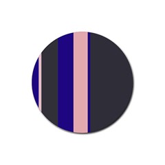 Purple, Pink And Gray Lines Rubber Coaster (round)  by Valentinaart