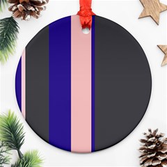 Purple, Pink And Gray Lines Round Ornament (two Sides)  by Valentinaart