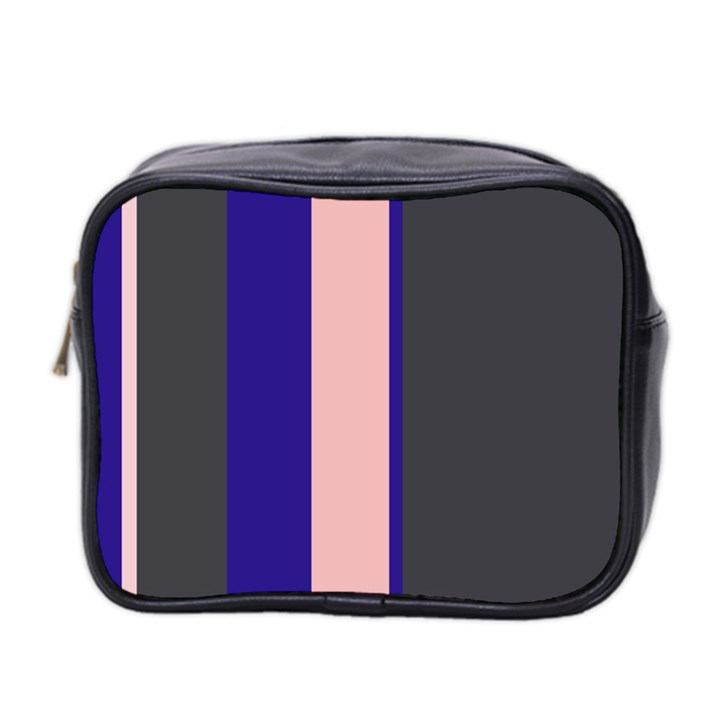 Purple, pink and gray lines Mini Toiletries Bag 2-Side