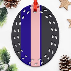 Purple, Pink And Gray Lines Ornament (oval Filigree)  by Valentinaart