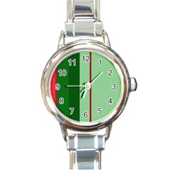 Green And Red Design Round Italian Charm Watch by Valentinaart