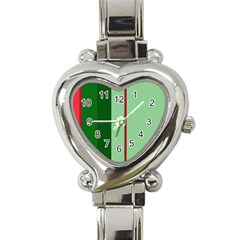 Green And Red Design Heart Italian Charm Watch by Valentinaart