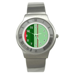 Green And Red Design Stainless Steel Watch by Valentinaart