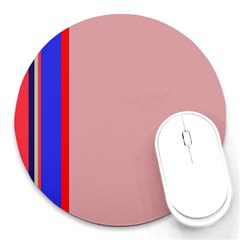 Pink elegant lines Round Mousepads