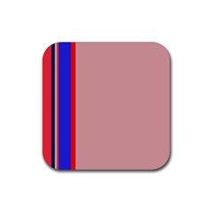 Pink elegant lines Rubber Coaster (Square) 