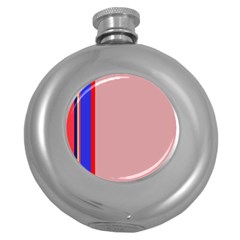 Pink elegant lines Round Hip Flask (5 oz)