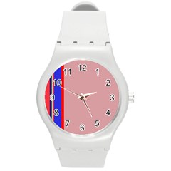 Pink elegant lines Round Plastic Sport Watch (M)