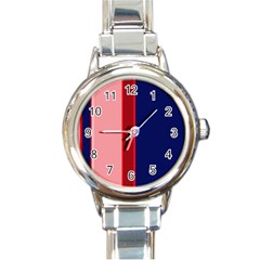 Pink and blue lines Round Italian Charm Watch