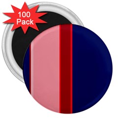 Pink and blue lines 3  Magnets (100 pack)