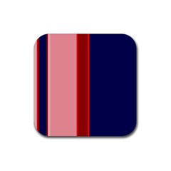 Pink And Blue Lines Rubber Coaster (square)  by Valentinaart