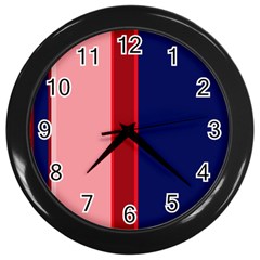 Pink and blue lines Wall Clocks (Black)