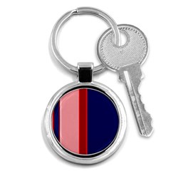 Pink And Blue Lines Key Chains (round)  by Valentinaart