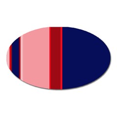 Pink and blue lines Oval Magnet