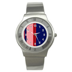 Pink and blue lines Stainless Steel Watch