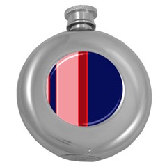 Pink And Blue Lines Round Hip Flask (5 Oz) by Valentinaart