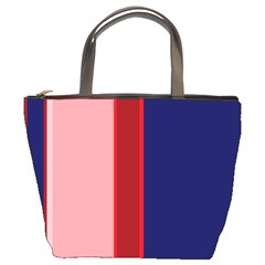 Pink and blue lines Bucket Bags