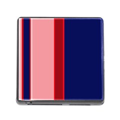 Pink And Blue Lines Memory Card Reader (square) by Valentinaart