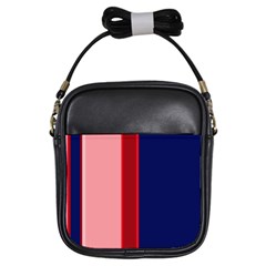 Pink and blue lines Girls Sling Bags