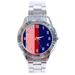 Pink and blue lines Stainless Steel Analogue Watch