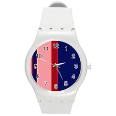 Pink and blue lines Round Plastic Sport Watch (M)