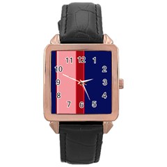 Pink And Blue Lines Rose Gold Leather Watch  by Valentinaart