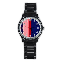 Pink and blue lines Stainless Steel Round Watch