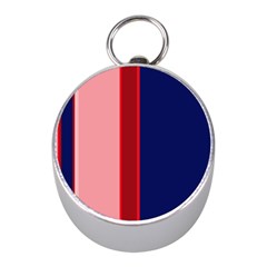 Pink and blue lines Mini Silver Compasses