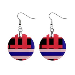 Red abstraction Mini Button Earrings