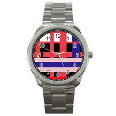 Red Abstraction Sport Metal Watch by Valentinaart