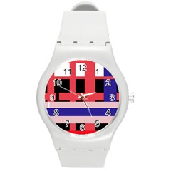 Red abstraction Round Plastic Sport Watch (M)