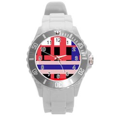 Red abstraction Round Plastic Sport Watch (L)