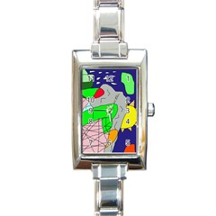 Crazy Abstraction Rectangle Italian Charm Watch by Valentinaart