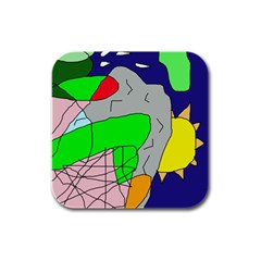 Crazy Abstraction Rubber Square Coaster (4 Pack)  by Valentinaart