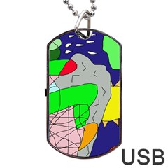 Crazy Abstraction Dog Tag Usb Flash (one Side) by Valentinaart