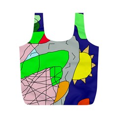 Crazy Abstraction Full Print Recycle Bags (m)  by Valentinaart