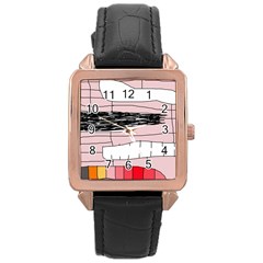 Worms Rose Gold Leather Watch  by Valentinaart