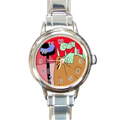 Imaginative Abstraction Round Italian Charm Watch by Valentinaart