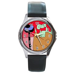 Imaginative Abstraction Round Metal Watch by Valentinaart