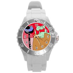 Imaginative Abstraction Round Plastic Sport Watch (l) by Valentinaart