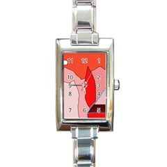 Red Landscape Rectangle Italian Charm Watch by Valentinaart