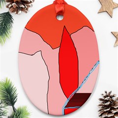 Red Landscape Ornament (oval)  by Valentinaart