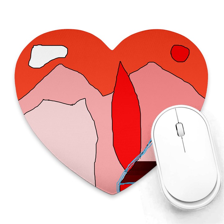 Red landscape Heart Mousepads