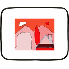 Red Landscape Double Sided Fleece Blanket (mini)  by Valentinaart