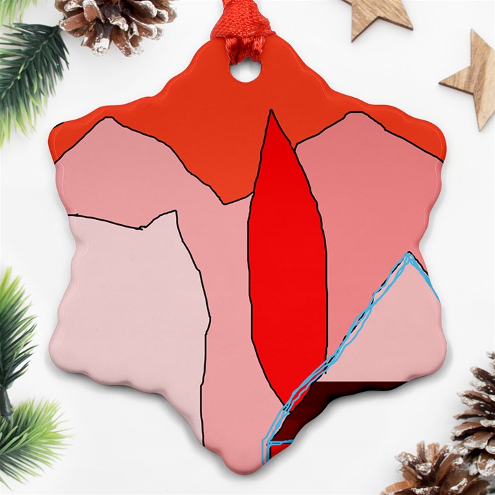 Red landscape Snowflake Ornament (2-Side)