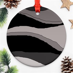 Black And Gray Design Ornament (round)  by Valentinaart