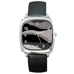 Black And Gray Design Square Metal Watch by Valentinaart